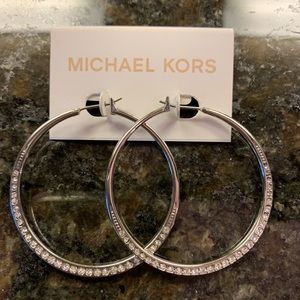 Michael Kors silver crystal hoop earrings